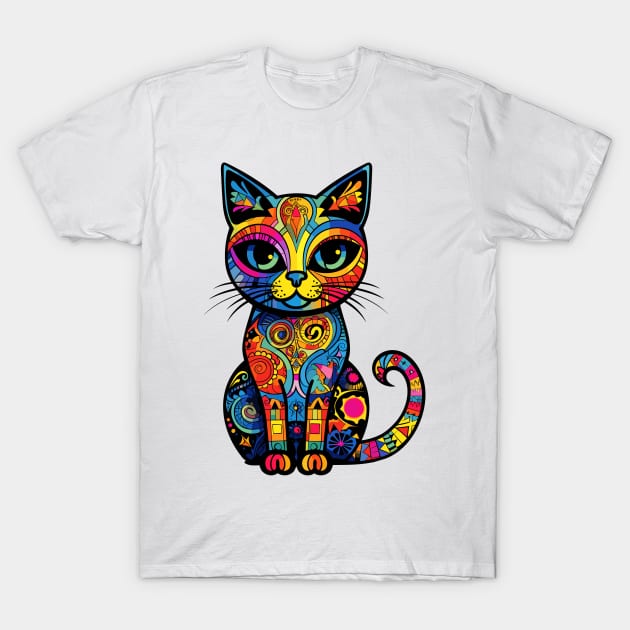 Colorful Doodle art cat T-Shirt by Scrapitsideways